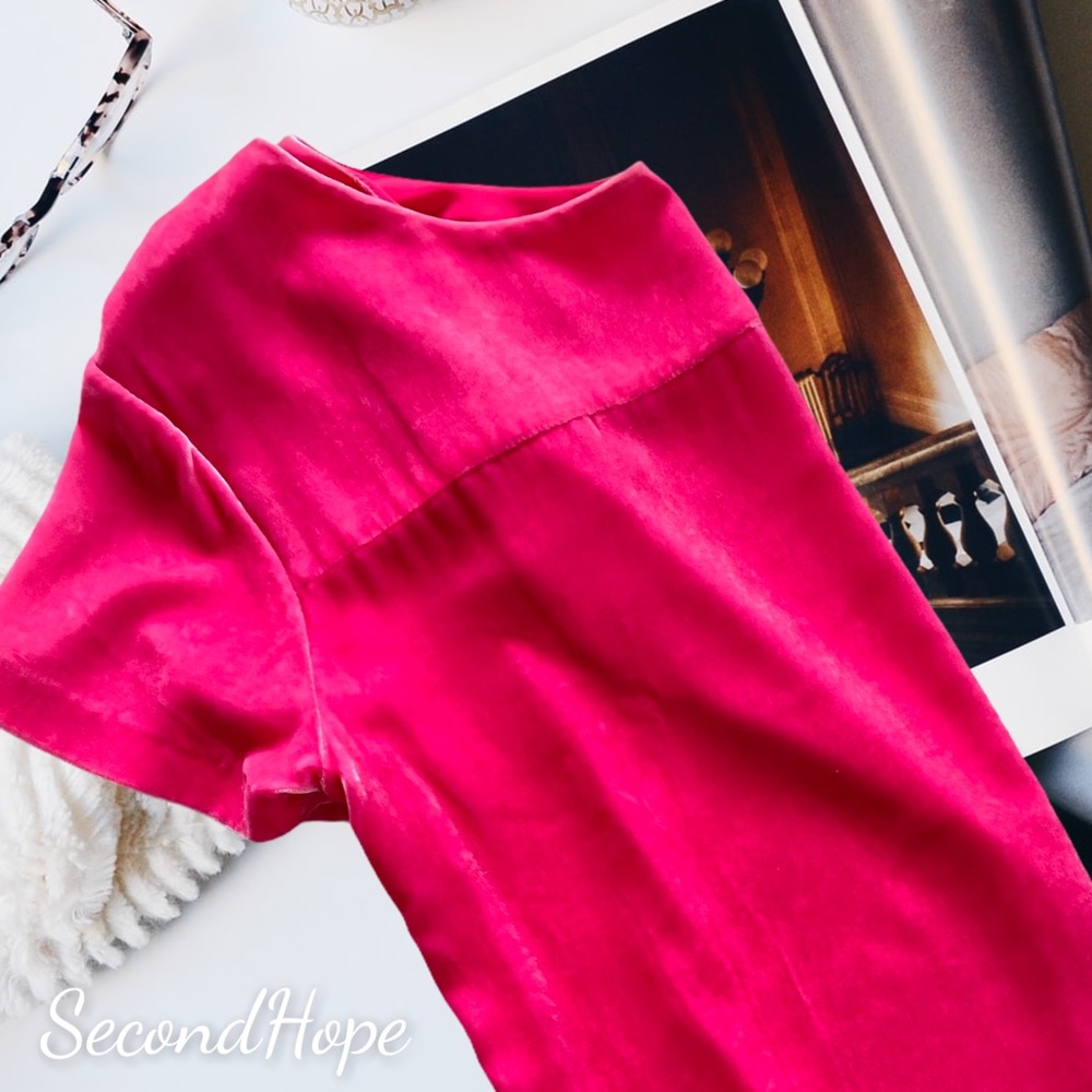 J. Crew velvet bright pink solid statement tee